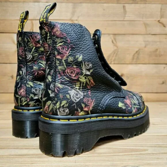 DR. MARTENS SINCLAIR DECAYED ROSES LEATHER PLATFORM BOOTS MSRP$280 Most Beloved - Picture 9 of 16